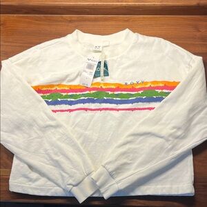 Roxy Women's White Sweater with Colorful Stripes